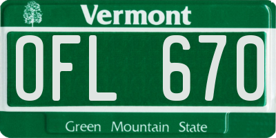 VT license plate OFL670