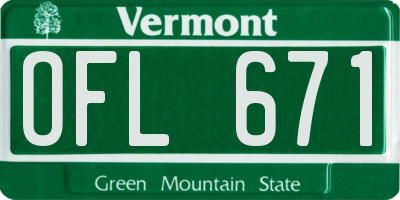 VT license plate OFL671