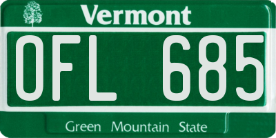 VT license plate OFL685