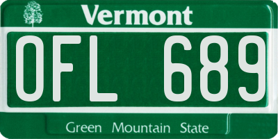 VT license plate OFL689