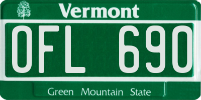 VT license plate OFL690