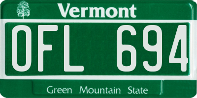 VT license plate OFL694