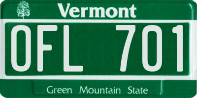 VT license plate OFL701