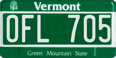 VT license plate OFL705