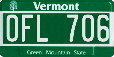 VT license plate OFL706