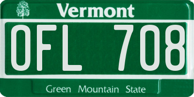 VT license plate OFL708