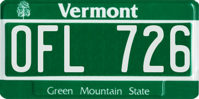 VT license plate OFL726