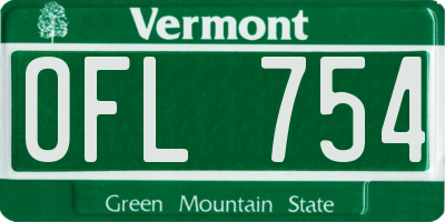VT license plate OFL754