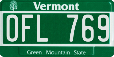 VT license plate OFL769