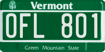 VT license plate OFL801