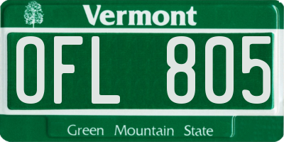 VT license plate OFL805