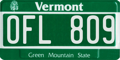 VT license plate OFL809
