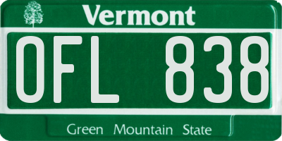 VT license plate OFL838