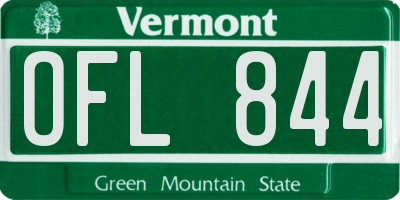 VT license plate OFL844