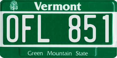 VT license plate OFL851