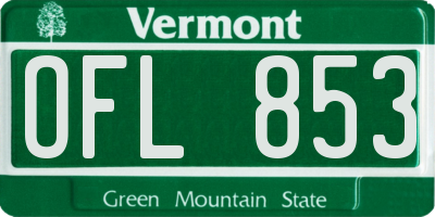 VT license plate OFL853