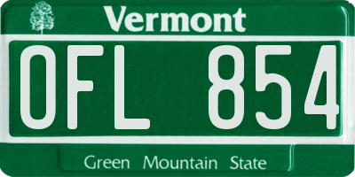 VT license plate OFL854