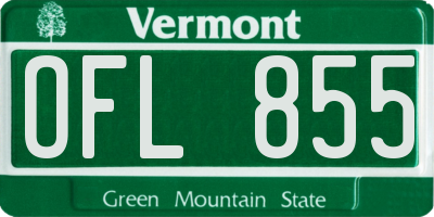 VT license plate OFL855