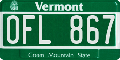 VT license plate OFL867