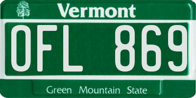 VT license plate OFL869