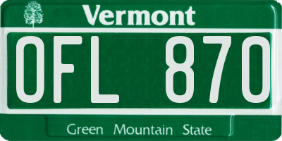 VT license plate OFL870