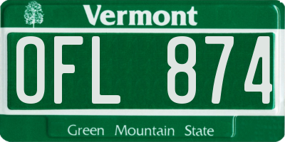 VT license plate OFL874