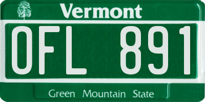 VT license plate OFL891