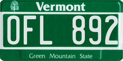VT license plate OFL892