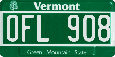 VT license plate OFL908