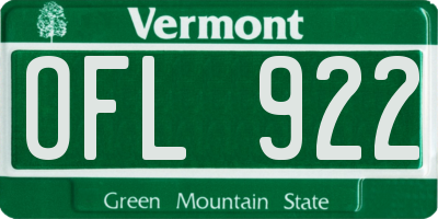 VT license plate OFL922