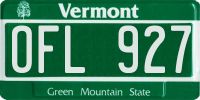VT license plate OFL927