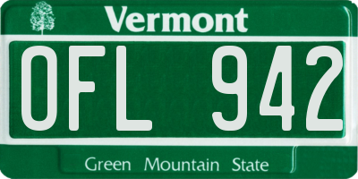 VT license plate OFL942