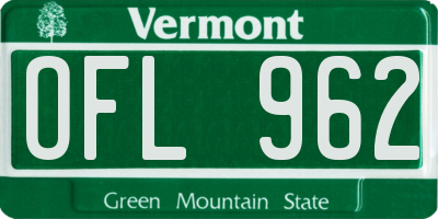 VT license plate OFL962