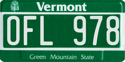 VT license plate OFL978