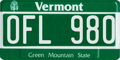 VT license plate OFL980