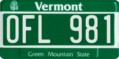 VT license plate OFL981