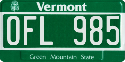 VT license plate OFL985