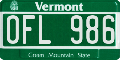 VT license plate OFL986