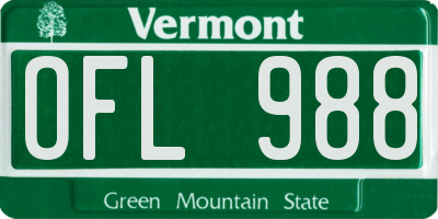 VT license plate OFL988