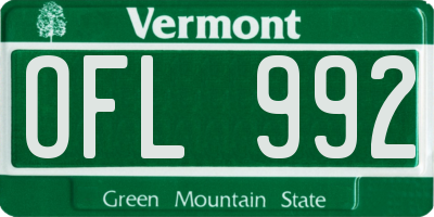 VT license plate OFL992