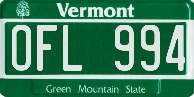 VT license plate OFL994