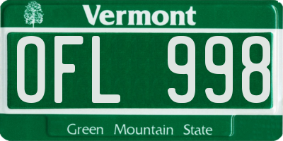 VT license plate OFL998