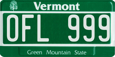VT license plate OFL999