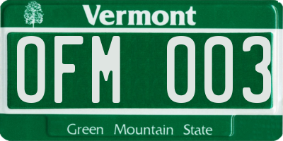 VT license plate OFM003