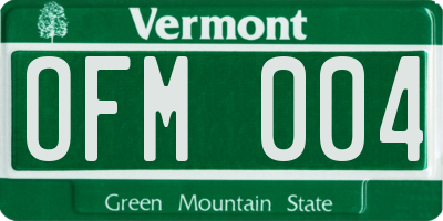 VT license plate OFM004