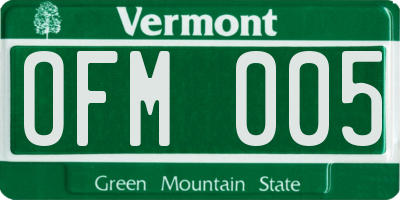 VT license plate OFM005