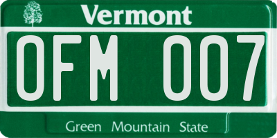 VT license plate OFM007