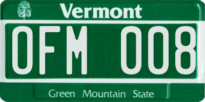 VT license plate OFM008