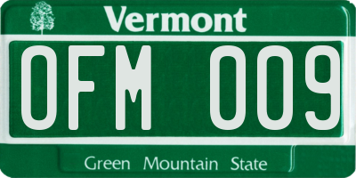 VT license plate OFM009