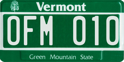 VT license plate OFM010